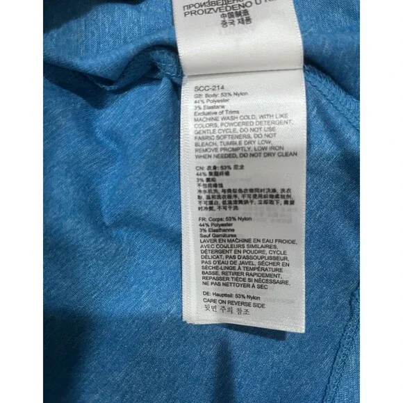 Marmot Womens ALLIE Blue Henley Roll Tab Sleeve Hiking Outdoor Performance Sz L - Picture 9 of 9